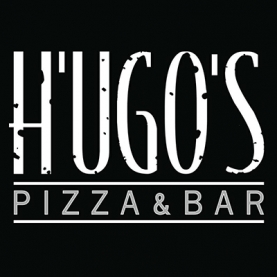 This is Hugos Pizza and Bar's logo