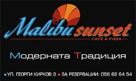 This is Malibu Sunset Pizza Bar&Food's logo