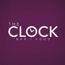 This is The Clock bar | food's logo
