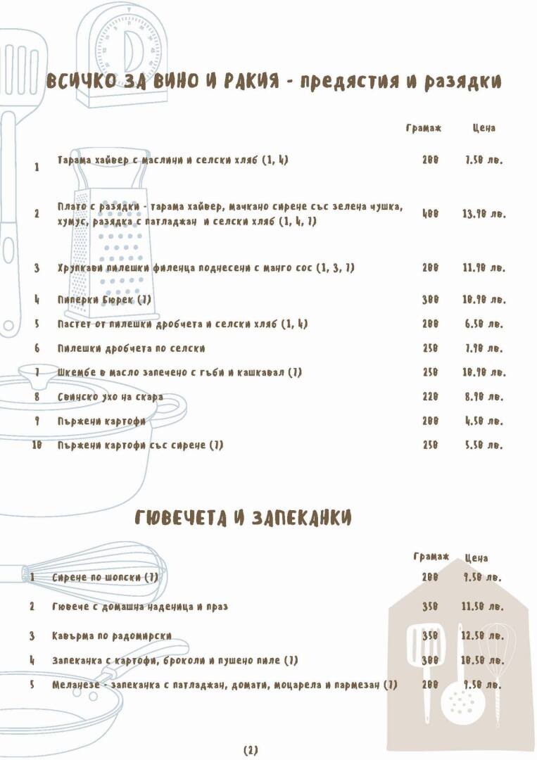 Нашето меню