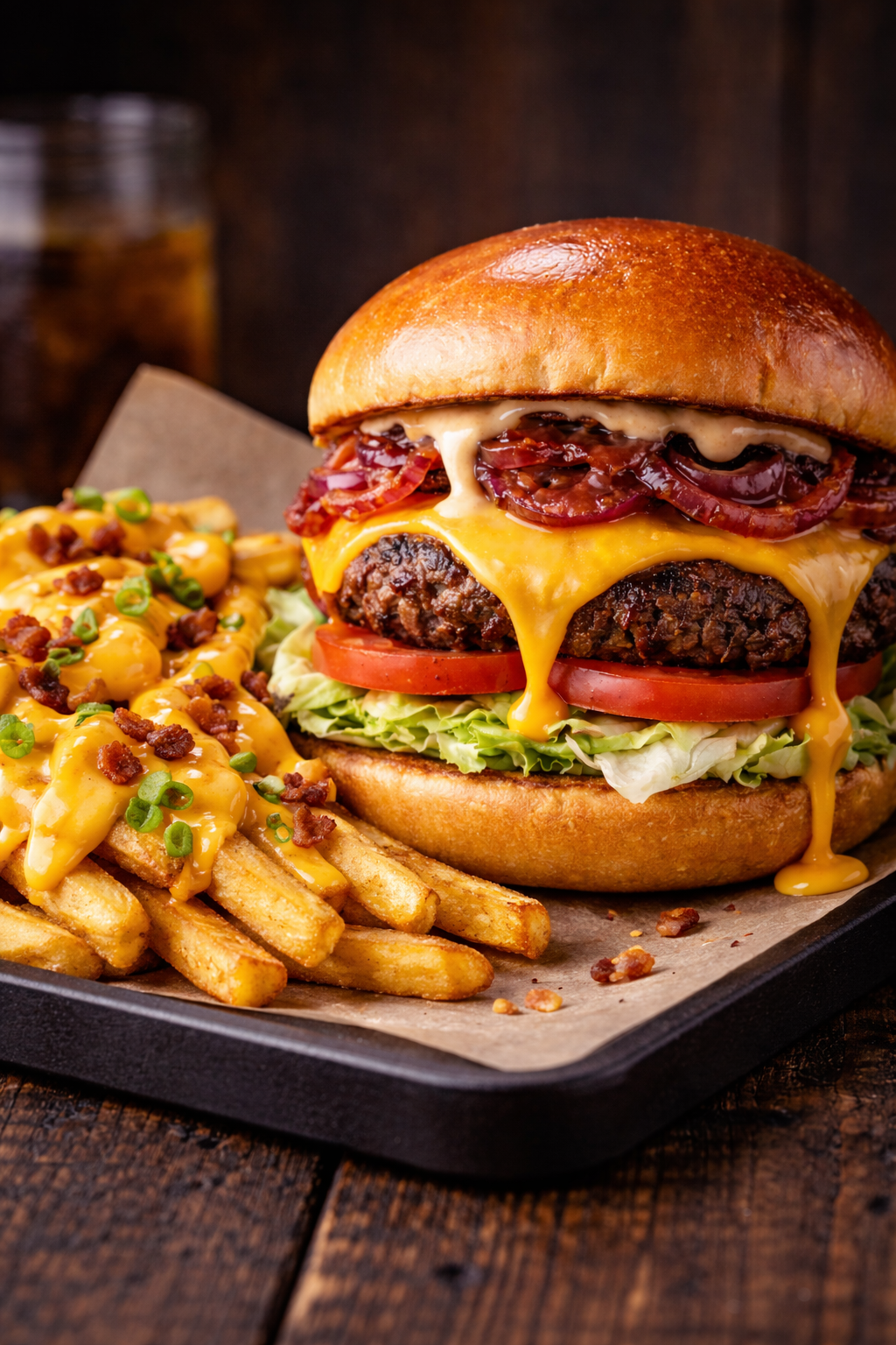 image-Телешки бургер + хрупкави картофи