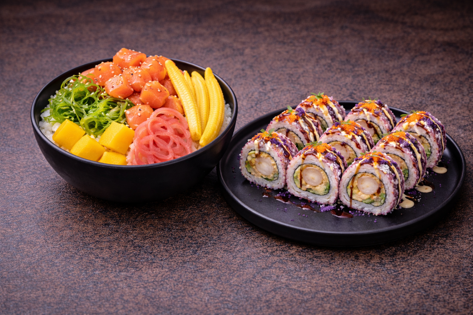 image-Поке бол с пушена сьомга + Суши със скарида